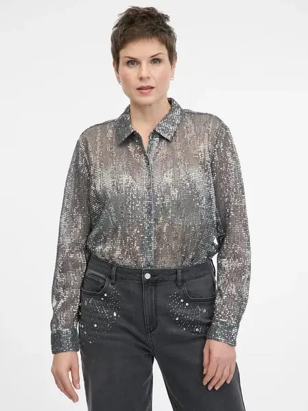 Silver women's blouse with collar ORSAY - Women's