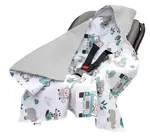 Medi Partners Baby carrier wrap – blanket with hood 85x85 cm – Waffle – Mint Zoo + gray Waffle