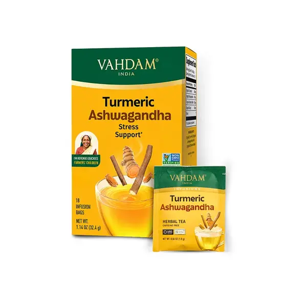 VAHDAM Turmeric ashwagandha bylinný čaj 18 sáčků