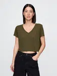 GAP Lněné crop tričko - Dámské
