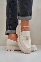 PS1 Lakované dámské mokasíny s ozdobnou hračkou medvěd béžové Wulinea