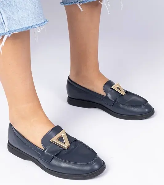 Gemre Navy blue women's loafers with elegant embellishment Viletta