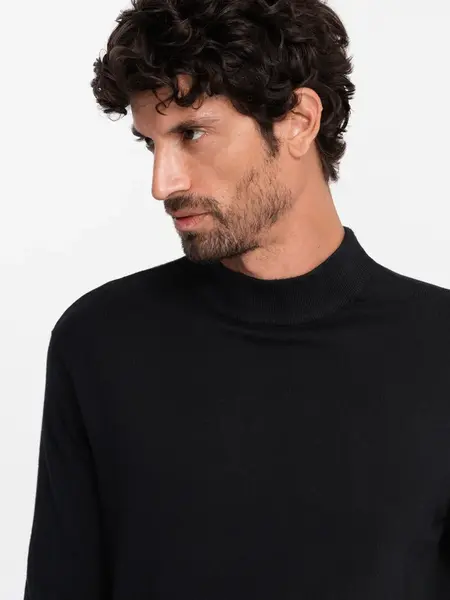 Ombre Men's knitted half-golf with viscose - black