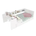 CHICFURN DĚTSKÁ POSTEL 90/200 cm v bílé barvě s psacím stolem, 2 zásuvkami a policemi
