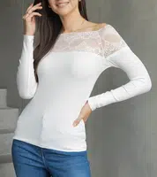 Gemre White Spanish blouse with lace insert Vikija