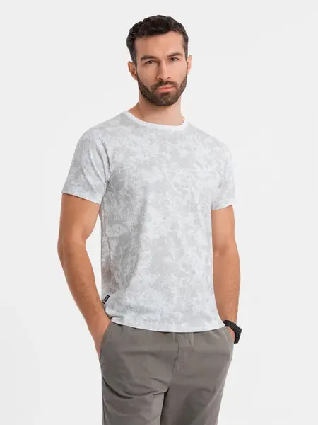 Ombre Men's patterned cotton short-sleeved T-shirt - white