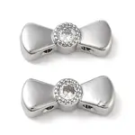 Brass Pave Clear Cubic Zirconia Bowknot Multi-Strand Links