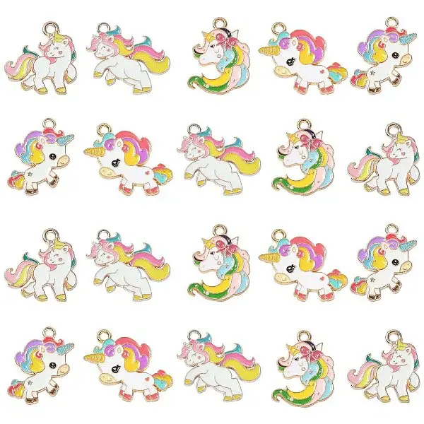 25Pcs 5 Styles Alloy Enamel Pendants