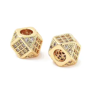 Rack Plating Column Brass Micro Pave Clear Cubic Zirconia Beads