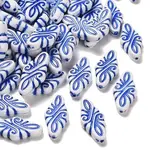 Blue and White Porcelain Style Opaque Acrylic Beads