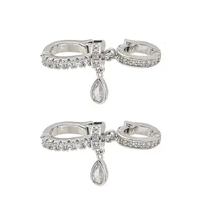 Brass Micro Pave Clear Cubic Zirconia Fold Over Clasps