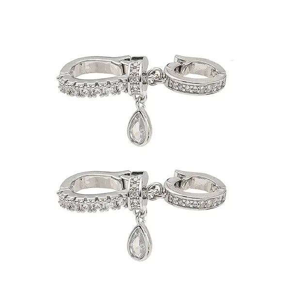 Brass Micro Pave Clear Cubic Zirconia Fold Over Clasps