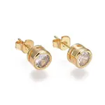 Brass Micro Pave Cubic Zirconia Stud Earrings