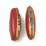 Dyed Synthetic Turquoise Brass Tibetan Style Beads