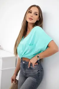 Bavlněná halenka s kapsou mint