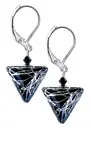 Lampglas Elegantní náušnice Black Marble Triangle s ryzím stříbrem v perlách Lampglas ETA2