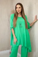 Sada halenka + kalhoty s přívěskem světle zelené barvy