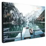 MuchoWow OBRAZ NA PLÁTNĚ Příroda - Hory - Sníh - Les - Člun 30x20 cm