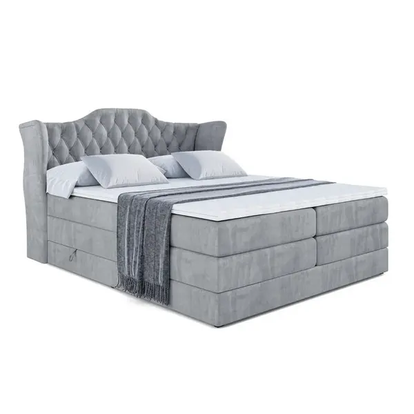ALTDECOR POSTEL boxspring VILA KING – 160 × 200 – H3/H4 – šedá