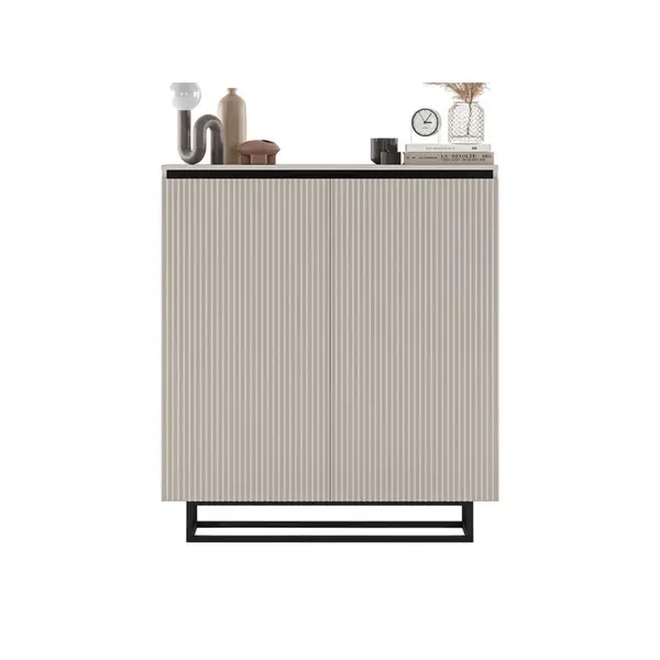 Meble Lindner KOMODA Selene 2D matný kašmír 111 cm s kovovým rámem