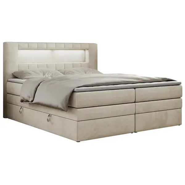 MKS POSTEL BOXSPRING GOLD 5 KING 180/200 - Béžová Samet - H3