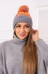 Kesi Dámská čepice s bambulí Abigail K326 šedá+neon orange