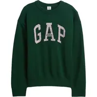 GAP V-JPN GAP ATHLETIC LOGO INTARSIA CREW Chlapecký svetr, tmavě zelená, velikost