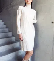 Gemre Kusama shimmering beige turtleneck midi dress