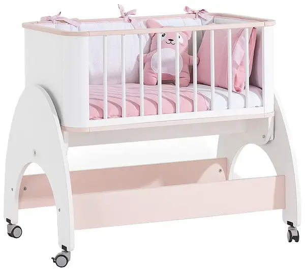 Dětská kolébka 50x90 na kolečkách s ložním setem flamenco -