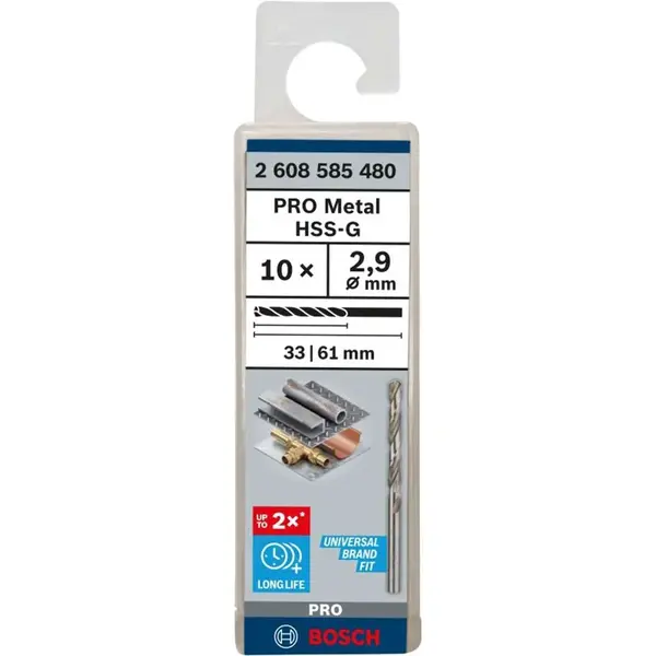 Bosch Příslušenství - Sada vrtáků do kovu, 2,9x61 mm, 10 ks 2608585480