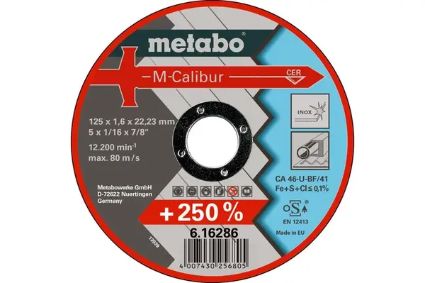 Metabo Příslušenství - Řězný kotouč pro nerezovou ocel/ocel M-Calibur 125 x 1,6 x 22, 23 mm 616286000