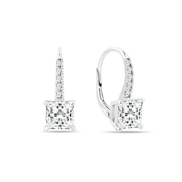 Náušnice s princess lab grown diamanty v bílém zlatě KLENOTA