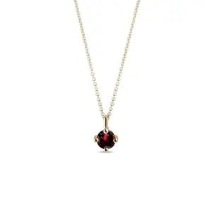 Jemný zlatý náhrdelník s granátem KLENOTA