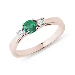Smaragdový prsteň z ružového zlata s briliantmi KLENOTA
