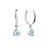 Visiace náušnice z bieleho zlata s topásovými srdiečkami KLENOTA