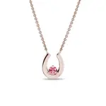 Náhrdelník podkova z ružového zlata so zafírom KLENOTA