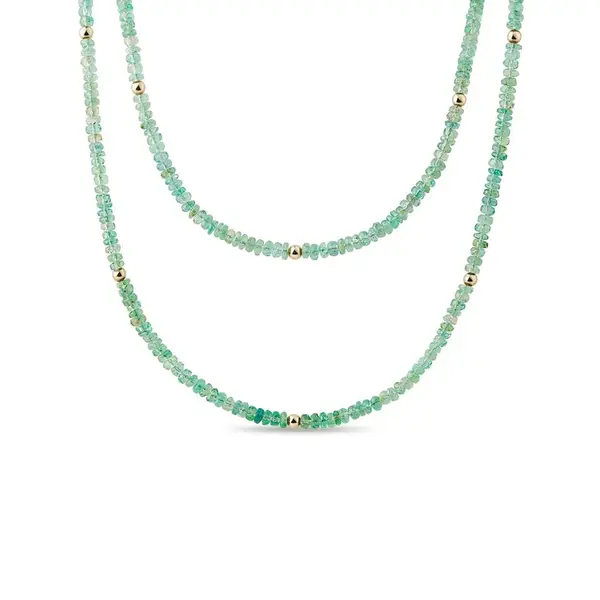 Náhrdelník z tmavo zeleného smaragdu v zlate KLENOTA