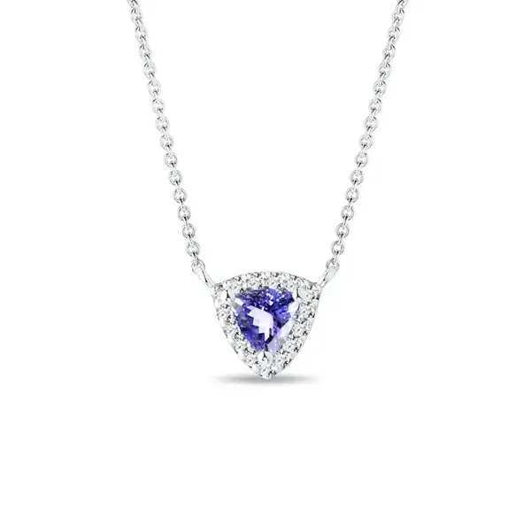 Náhrdelník z bieleho zlata s tanzanitom a briliantmi KLENOTA