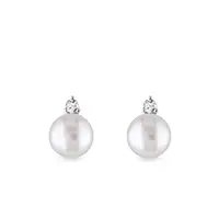 Náušnice z bieleho zlata s perlou a diamantom KLENOTA