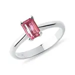 Prsteň z bieleho zlata s ružovým turmalínom emerald KLENOTA