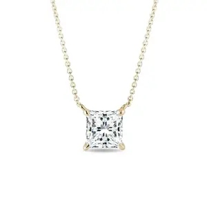 Zlatý náhrdelník s lab grown diamantem v brusu princess KLENOTA
