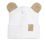 Baby Nellys Dvouvrstvá žebrovaná čepička s oušky boucle medvídek - bílá