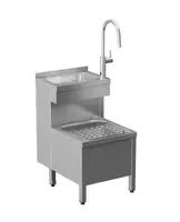 Sanela - Stojaca nerezová výlevka s umývadlom a batériou, sieťové napájanie 24 V DC, Bluetooth, matná nerezová SLVN 02EN