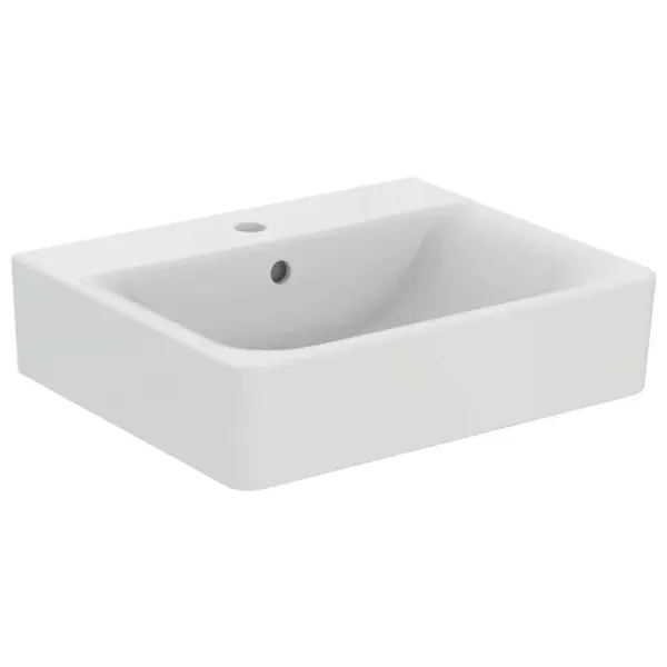 Ideal Standard Connect - Umývadlo Cube, 55x46x18 cm, s prepadom, otvor na batériu, biela E713901