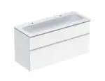 Geberit iCon - Skrinka s dvojumývadlom, 118x48x63 cm, 2 zásuvky, lesklá biela 502.338.01.1