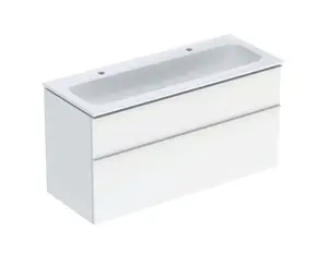 Geberit iCon - Skrinka s dvojumývadlom, 118x48x63 cm, 2 zásuvky, lesklá biela 502.338.01.1
