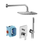 Ravak Flat - Sprchový set s batériou pod omietku, s telesom, 25x25 cm, chróm X07S070