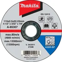 Makita Príslušenstvo - Rezný kotúč na kov 115x22,2 mm A-85307