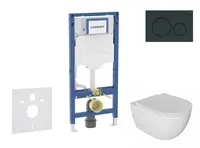 Geberit Duofix - Set předstěnové instalace, klozetu Oudee a sedátka softclose, tlačítko Sigma20, černá lesk/černá mat SANI11CA5131B