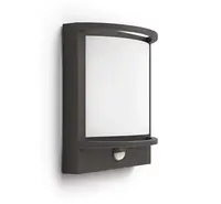 Philips myGarden - Nástěnné venkovní LED svítidlo 23x19 cm, 2700 K, 12 W, se senzorem, antracit 915005554501